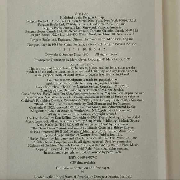 Rose Madder by Stephen King (1st Edition) | Fiction, Horror | Hardcover Book - Picture 10 of 10